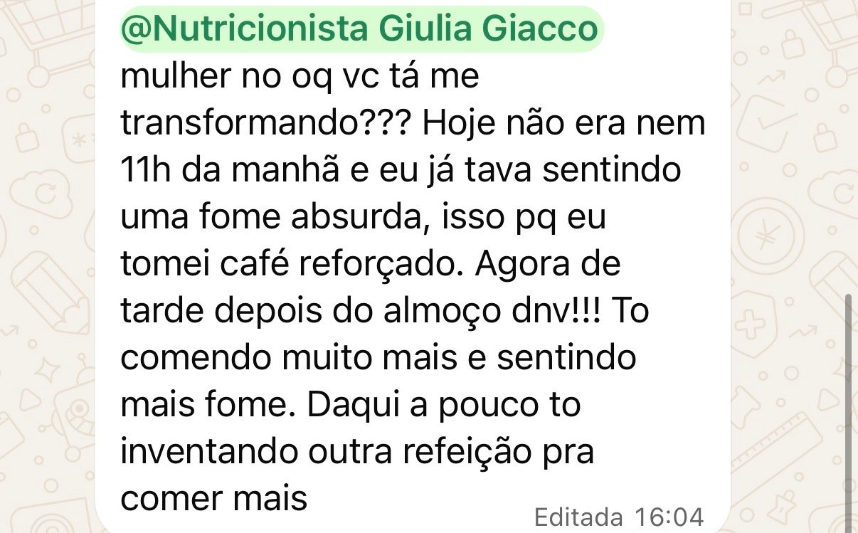 Depoimento de uma aluna: o apetite aumentou e ela não consegue mais ficar sem comer